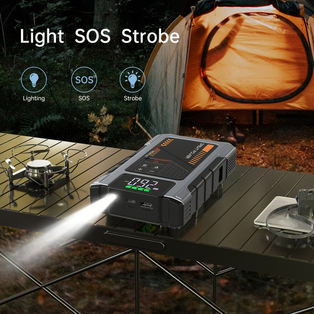 Portable Car Jump Starter with Air Compressor, 5-in-1 6000A