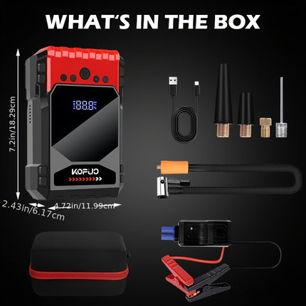 7-in-1 Car Battery Starter Kit | 150 PSI Air Compressor, 6000A