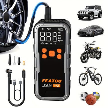 Portable Car Jump Starter with Air Compressor, 5-in-1 6000A