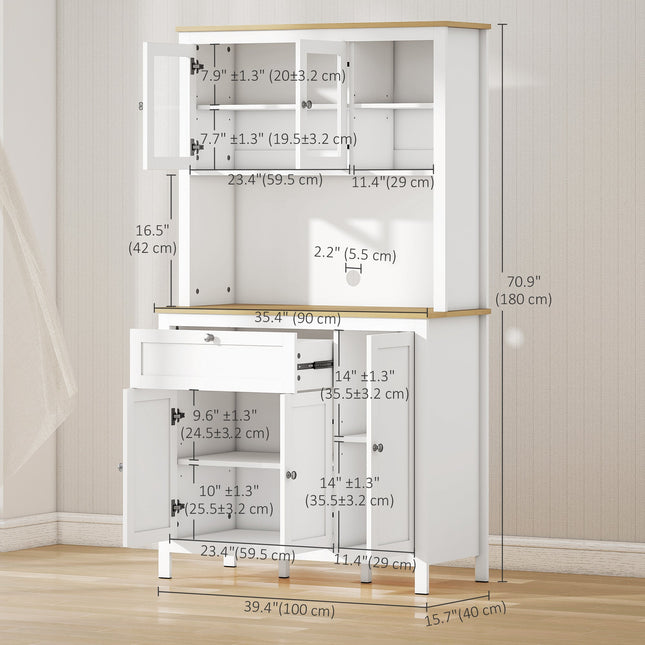 Brooks 71" 5-Door Kitchen/Storage Cabinet with Adjustable Shelves-White