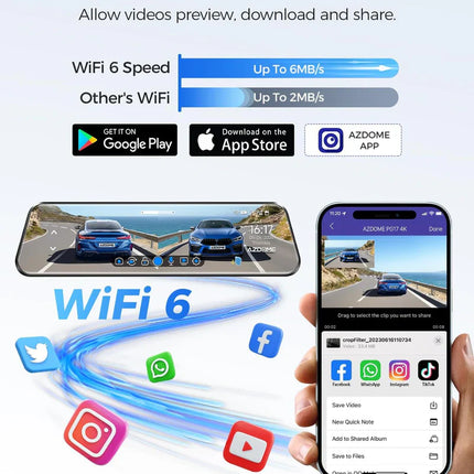 AZDOME PG17 Front and Rear 4K Mirror Dash Cam