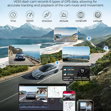 LINGDU 4K 3 Channel Wireless Dash Camera with Free 64GB Card,4K+1080P+1080P Front Inside and Rear Triple Car Camera,IR Night Vision, Voice Control,Build-in GPS 24H Parking Mode, Easy to Install（V630）
