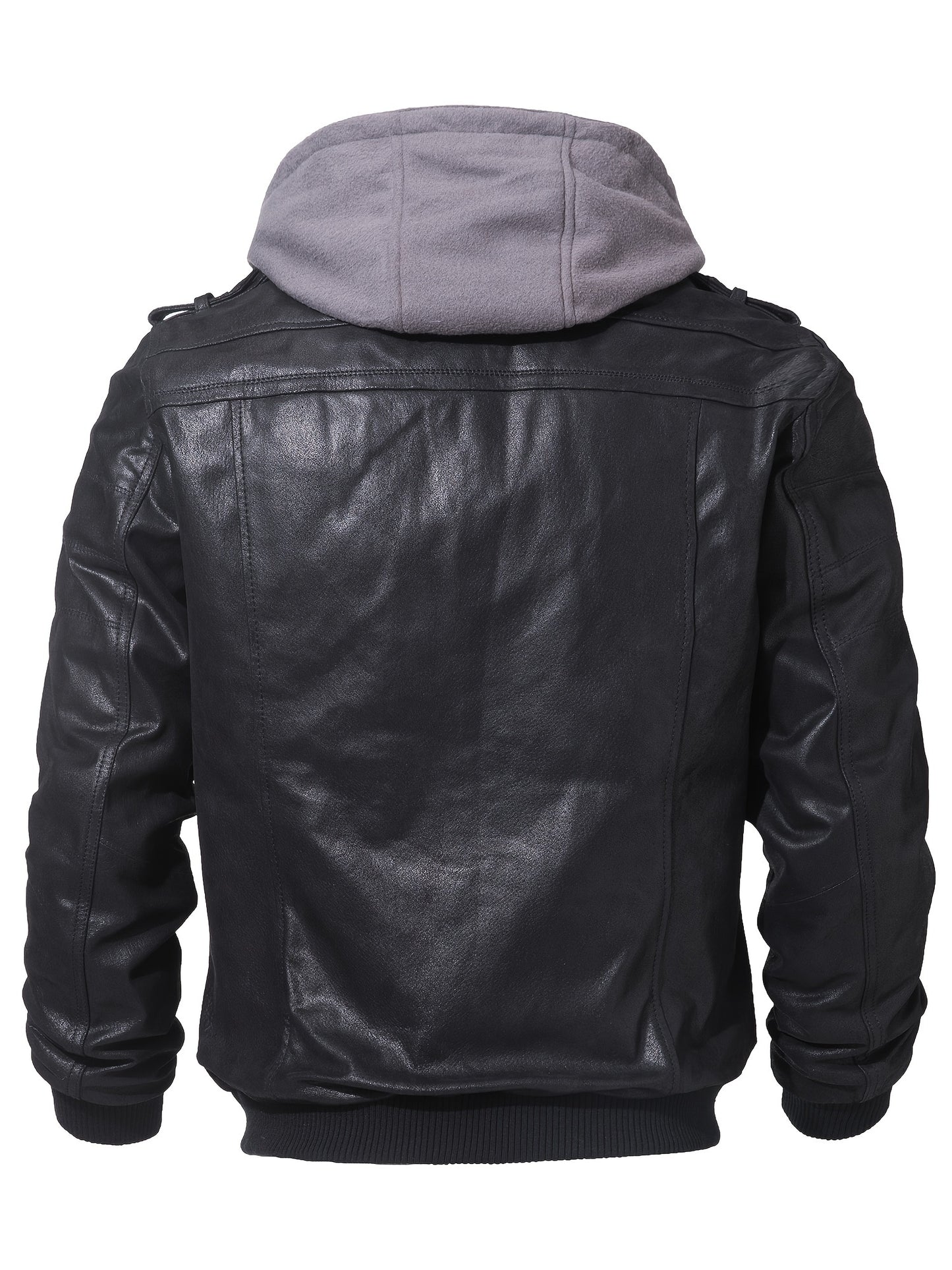 FLAVOR Men Pigskin Motorcycle Jacket With Removable Hood