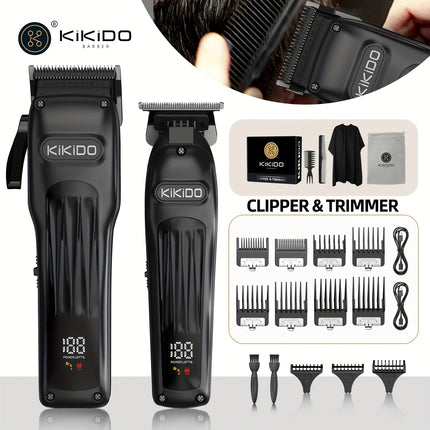 KIKIDO2/3 Men'S Professional Wireless Beard Trimmer And Electric Shaver, Rechargeable 3pcs Hair Clipper Kit with LED Display, Men'S Grooming Set