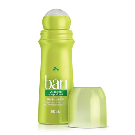 Ban Unscented Roll-on Antiperspirant, 4-Pack