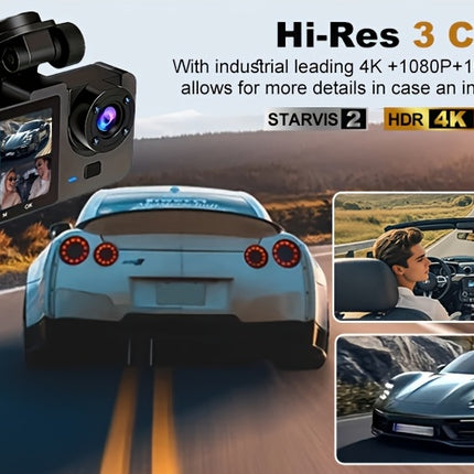 Dual Dash Cam – 4K Front & Rear Recording + 32GB SD Card Included
