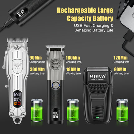 3pcs Men's Haircutting Set – USB Rechargeable