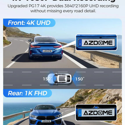 AZDOME PG17 Front and Rear 4K Mirror Dash Cam