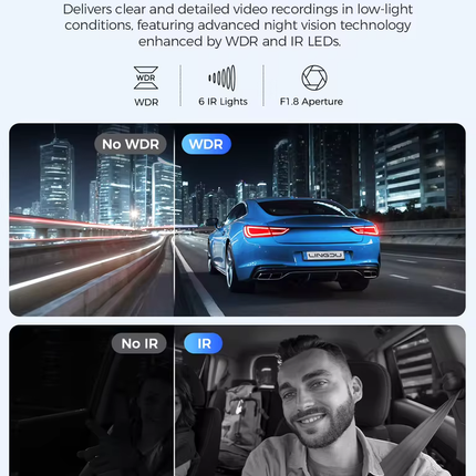 LINGDU 4K 3 Channel Wireless Dash Camera with Free 64GB Card,4K+1080P+1080P Front Inside and Rear Triple Car Camera,IR Night Vision, Voice Control,Build-in GPS 24H Parking Mode, Easy to Install（V630）