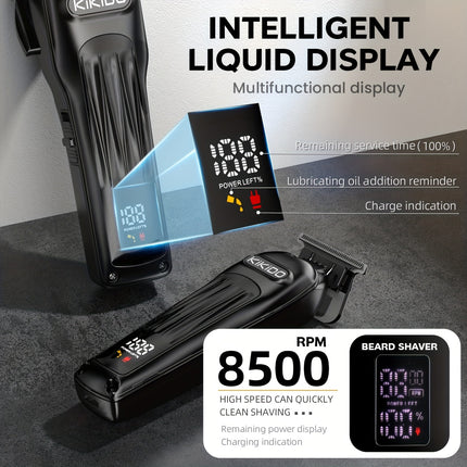 KIKIDO2/3 Men'S Professional Wireless Beard Trimmer And Electric Shaver, Rechargeable 3pcs Hair Clipper Kit with LED Display, Men'S Grooming Set