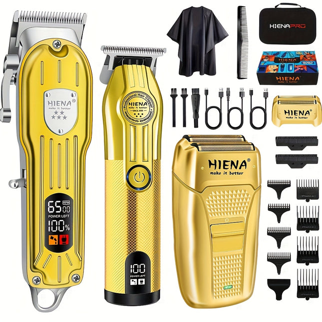 DIBELLAY 3pcs Men's Haircutting Set – USB Rechargeable Trimmer, Scissors & Accessories