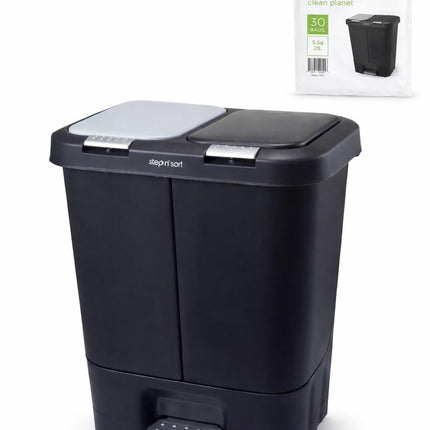 Step N’ Sort 40L Dual Compartment Recycling Bin – Slim Kitchen Waste & Recycling System (2 × 20L) 🍁 All In One Marketplace Canada