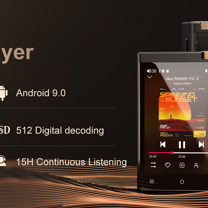 DIBELLAY Oilsky Hi-Fi MP3 Player – Bluetooth/WiFi, Lossless DSD Audio, 64GB (Expandable to 1TB)