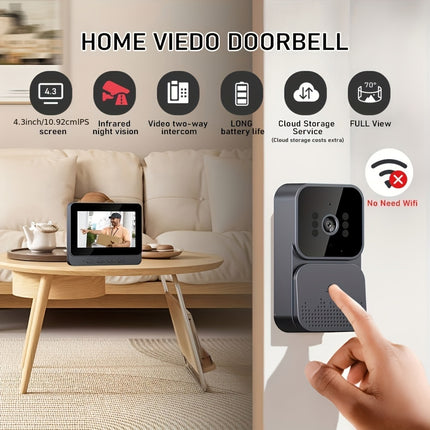 4.3" 1080P HD Display Wireless Video Doorbell