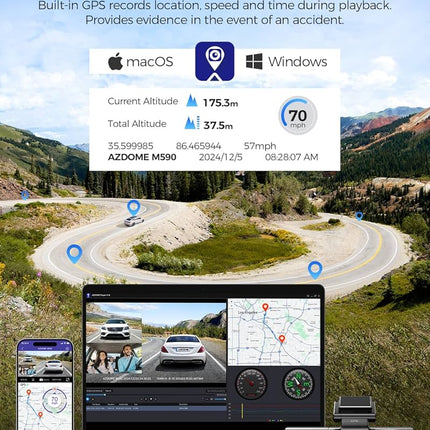 AZDOME M590 3 Channel Dash Cam