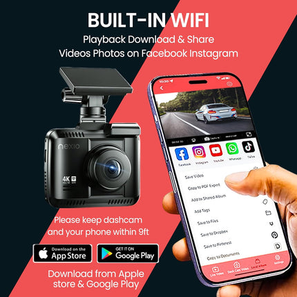 NEXIO N5Pro 4K Dual Dash Cam with Starvis Sensor, WiFi, GPS, ADAS, Park Mode