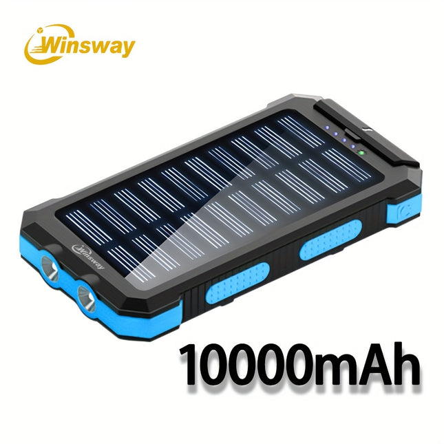 Winsway 10000Mah Portable Solar Charger, Featuring 4 Dual USB Ports And Type-C/Micro USB Input Ports