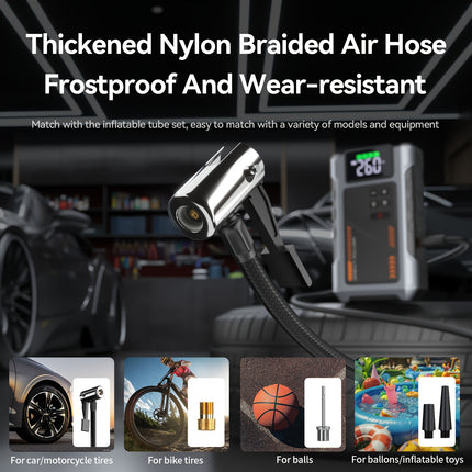 Portable Car Jump Starter with Air Compressor, 5-in-1 6000A