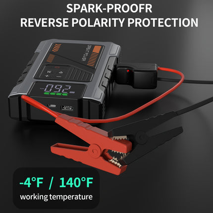 Portable Car Jump Starter with Air Compressor, 5-in-1 6000A