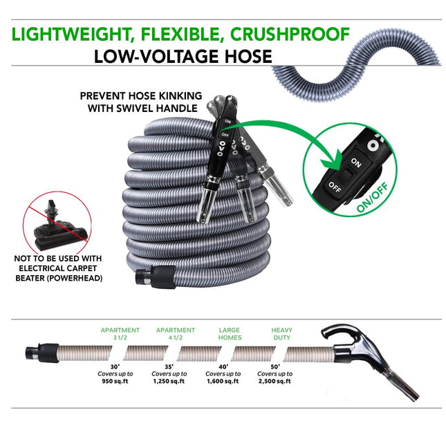 OVO Central Vacuum Accessories Kit with 30ft Hose