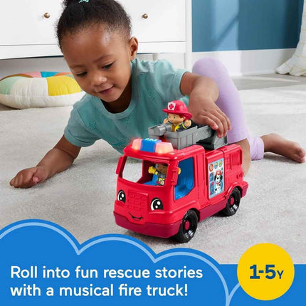 Fisher-Price Little People Toddler Toy Fire Truck Musical Push-Along Vehicle with 2 Figures for Pretend Play Ages 1+ Years 🍁 All In One Marketplace Canada