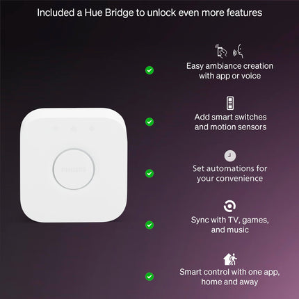 Philips Hue Essential Starter Kit: Bridge + 4 Essential E26 Smart Bulbs, White and Color Ambiance, 2200K-6500K, Dimmable, Works with Alexa, Google Assistant, Samsung SmartThings, Apple Home 🍁 All In One Marketplace Canada