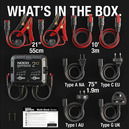 NOCO GENIUS2X2 2-Bank Battery Charger 6/12V