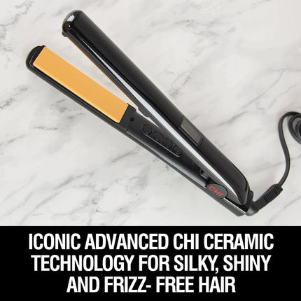 CHI Original Digital Ceramic Hairstyling Iron, Hair Straightener Delivers Shiny, Smooth Results, Even Heat for Less Damage, 1" Iron, Piano Black 🍁 All In One Marketplace Canada