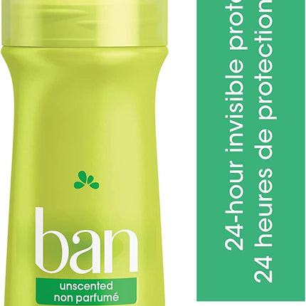 Ban Unscented Roll-on Antiperspirant, 4-Pack