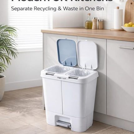 Step N’ Sort 40L Dual Compartment Recycling Bin – Slim Kitchen Waste & Recycling System (2 × 20L) 🍁 All In One Marketplace Canada