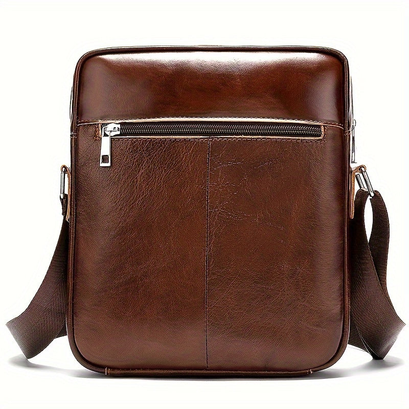 Men'S Casual Coffee Top-Grain Leather Crossbody Bag