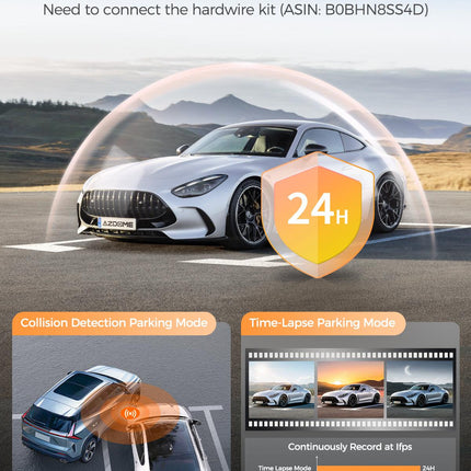AZDOME M17 Pro 3.0 Inch ADAS Time Lapse Front and Rear 1080p Dual Lens Car Dashboard Camera App Control Car Camera