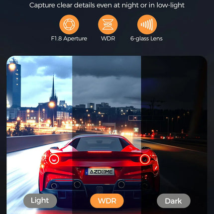 AZDOME M17 Pro 3.0 Inch ADAS Time Lapse Front and Rear 1080p Dual Lens Car Dashboard Camera App Control Car Camera