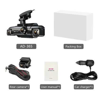 A365 Dash Cam, 4 Channel Camera FHD 1080Px4, Front, Left, Right and Rear, Front and Rear Inside, Built in GPS WiFi, Support 256 GB Max, Free 64GB Card, A365-4CH