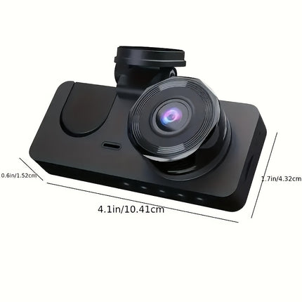 4K 3-channel dash cam with wide angle, night vision, parking mode, and 32GB card included.