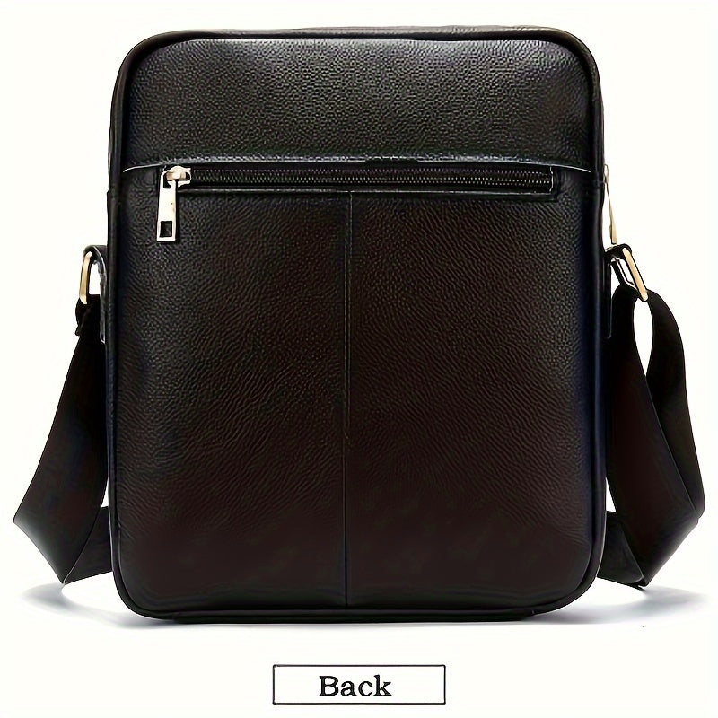 Men'S Casual Coffee Top-Grain Leather Crossbody Bag