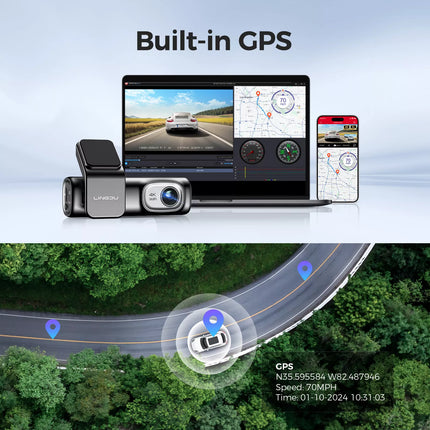 D600 4K Dash Cam Front and Rear, Free 64GB Card, Built-in 5G WiFi GPS Car Camera, Smart Voice Control, G-Sensor 24H Parking Mode, Loop Recording Night Vision, Max Up Support 128GB