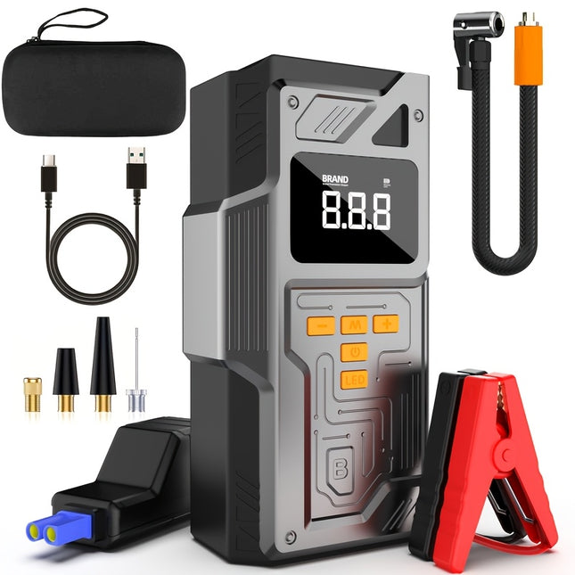 [Portable Car Jump Starter] 8000mAh USB Charging, Emergency LED Light - 3500A