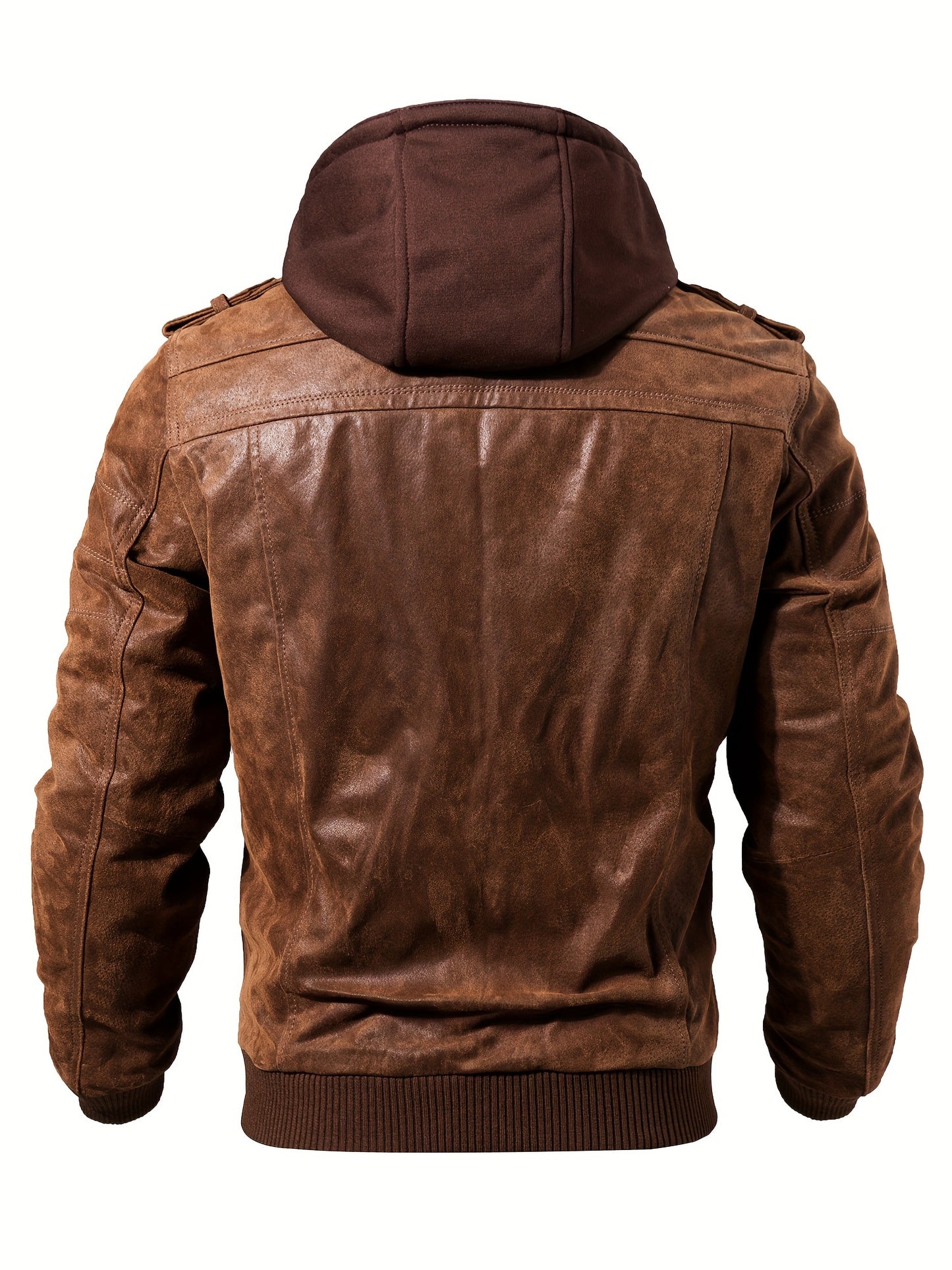 FLAVOR Men Pigskin Motorcycle Jacket With Removable Hood