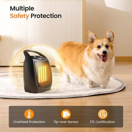 DIBELLAY Portable Ceramic Space Heater – 750W/1500W, Safe & Adjustable
