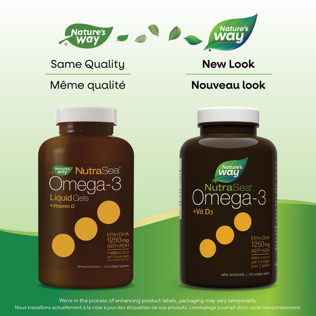 Nature's Way NutraSea +D Omega-3 & Vitamin D – 150 Softgels
