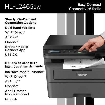 Brother HL-L2465DW Monochrome Laser Printer, Wireless