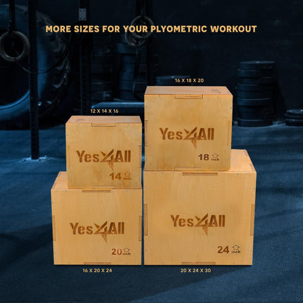 Yes4All 3-in-1 Wooden Plyo Box 16x14x12"
