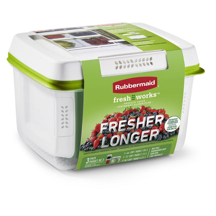 Rubbermaid FreshWorks Produce Saver, Medium and Large Produce Storage Containers, 3 Pack