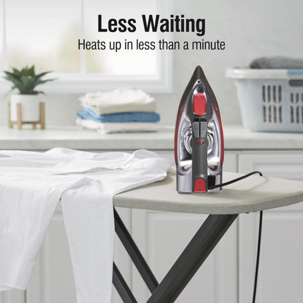 CHI Steam Iron for Clothes with 8’ Retractable Cord, 1700 Watts, 3-Way Auto Shutoff, 400+ Holes, Professional Grade, Temperature Control Dial, Titanium Infused Ceramic Soleplate, Silver (13106) 🍁 All In One Marketplace Canada