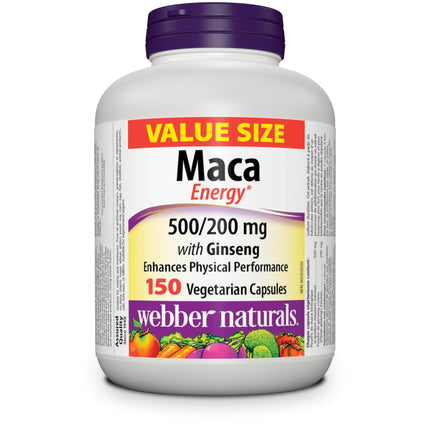 Webber Naturals Maca Energy with Ginseng, 150 Capsules