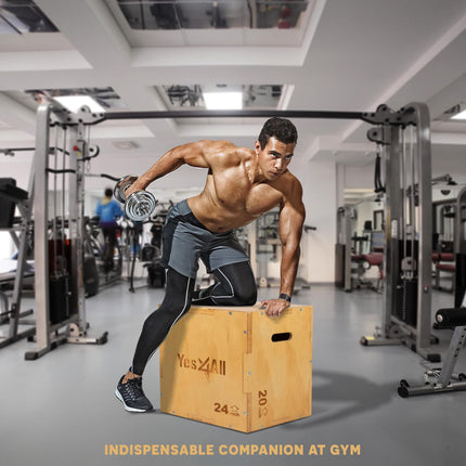 Yes4All 3-in-1 Wooden Plyo Box 16x14x12"
