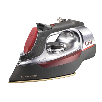 CHI Steam Iron for Clothes with 8’ Retractable Cord, 1700 Watts, 3-Way Auto Shutoff, 400+ Holes, Professional Grade, Temperature Control Dial, Titanium Infused Ceramic Soleplate, Silver (13106) 🍁 All In One Marketplace Canada