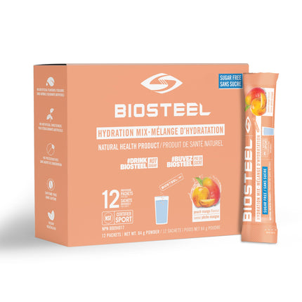 BioSteel Electrolyte Hydration Mix, Peach Mango, 12 Sticks, Zero Sugar 🍁 All In One Marketplace Canada