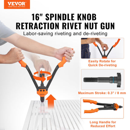 VEVOR 16" Rivet Nut Tool, Labor-Saving Rivnut Tool Kit with 13PCS Metric & SAE Mandrels, 186PCS Rivet Nuts,M3, M4, M5, M6, M8, M10, M12, 1/4-20, 5/16-18, 3/8-16,1/2-13, 8-32, 10-24 with Carrying Case 🍁 All In One Marketplace Canada